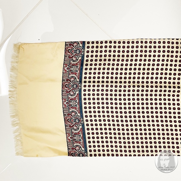 Lanvin Paris Silk Scarf Stole Shawl Paisley Floral Print Fringe Hem Vintage 90s - Picture 6 of 15